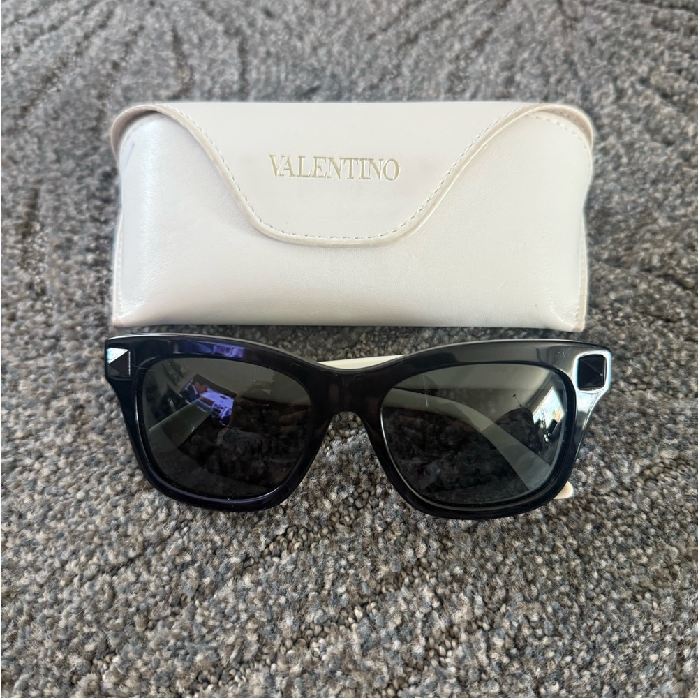Valentino Black Sunglasses with Cream Case
